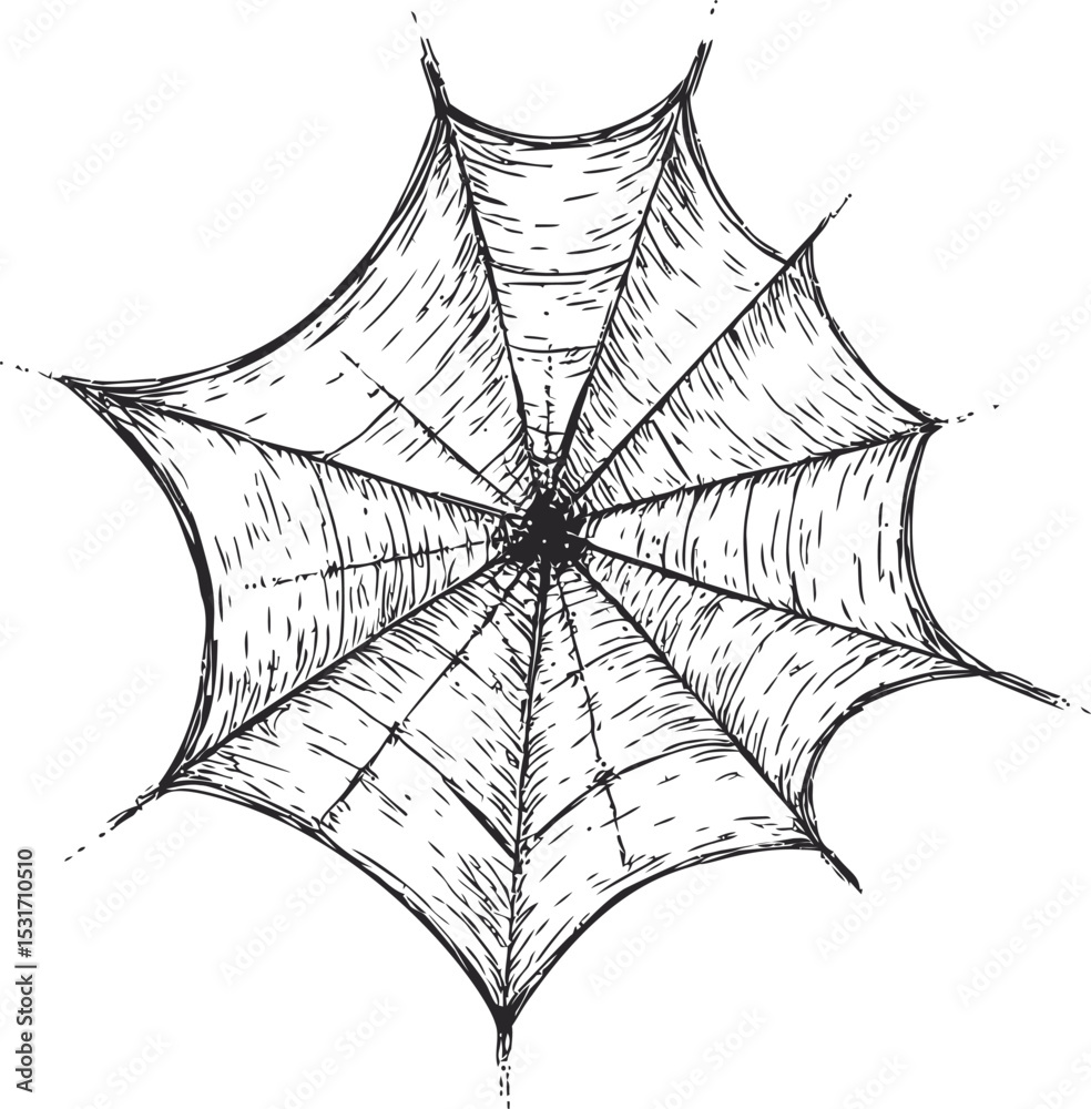 Fototapeta premium Detailed black spider web sketch vector illustration
