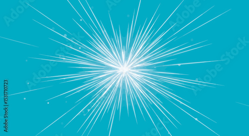 Abstract light burst on blue background creates a dynamic and energetic design