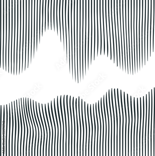 Striped texture in the form of two parts, between which there are sharp needle-like edges, like the teeth of a predator.