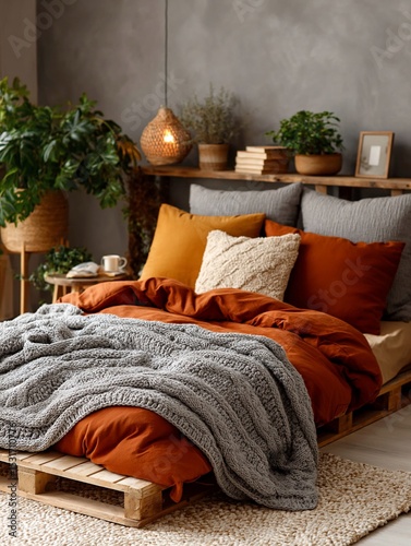 Rustic bedroom sanctuary with cozy textures