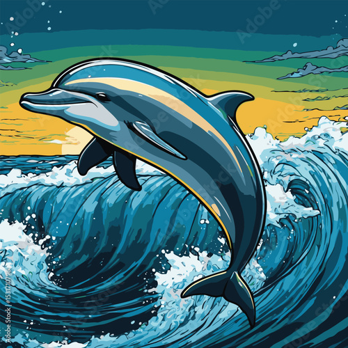 illustration of dolphins in the sea