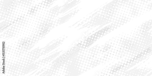 Grunge halftone gradient background. Faded grit noise texture. White and black sand wallpaper. Retro pixelated backdrop. Anime or manga style comic overlay. Vector graphic design textured template
