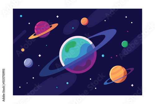 Galaxies in Space Vector Graphic
