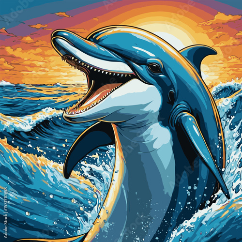 illustration of dolphins in the sea