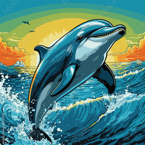 illustration of dolphins in the sea