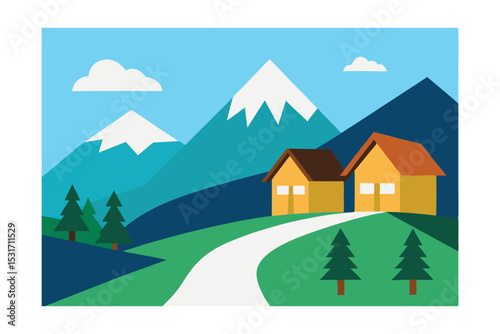 Chalet Style Houses Along Alpine Road