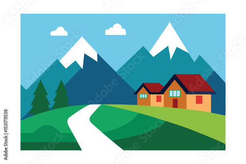 Chalet Style Houses Along Alpine Road