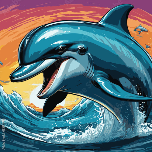 illustration of dolphins in the sea