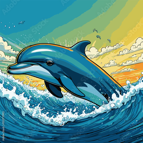 illustration of dolphins in the sea