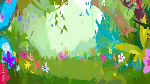 Vibrant jungle glade a fantasy setting