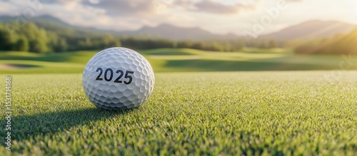 2025 Golf Ball on Green, Mountain View Sunset