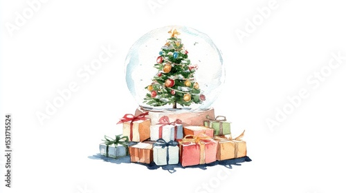 Enchanted Christmas Snow Globe with Presents