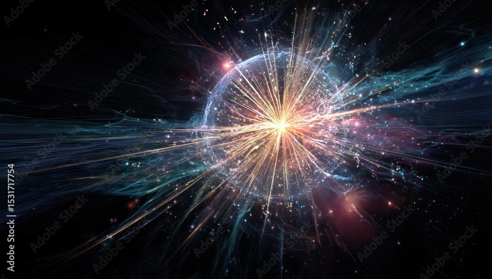Fototapeta premium Advanced 3D visualization tech displaying cosmic energy, revealing the universe's origins.