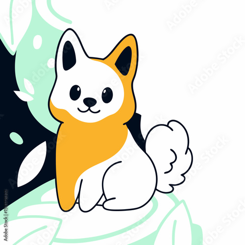 Cute Cartoon Shiba Inu Puppy Dog Illustration