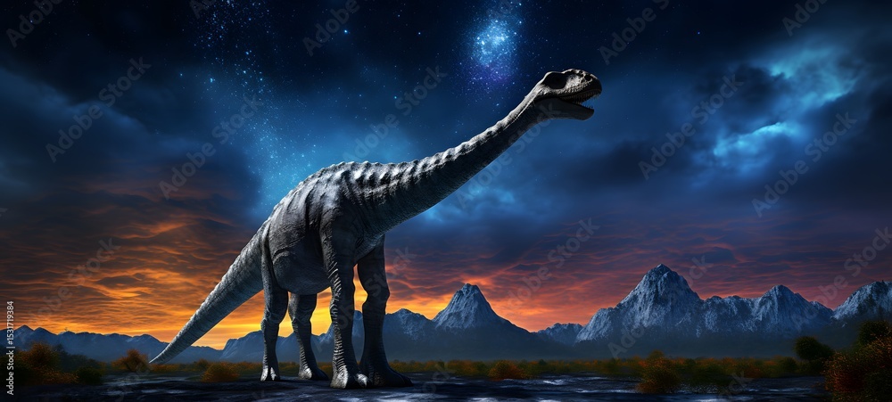 Fototapeta premium Galaxy Version of Corythosaurus world, ai generative