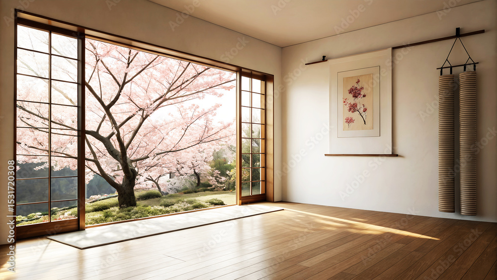 Obraz premium empty room with a window in the morning, empty room with a window