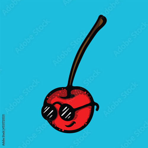 Cherry character cartoon vector illustration