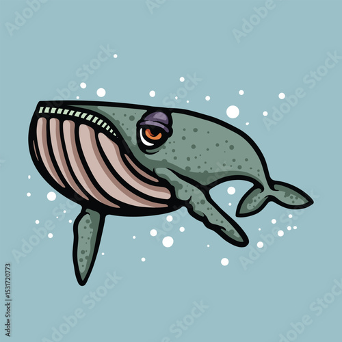 Sleepy whale cartoon vector illustration