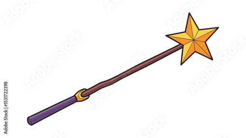 Magical Star Wand Illustration - Perfect for Fantasy and Creative Projects