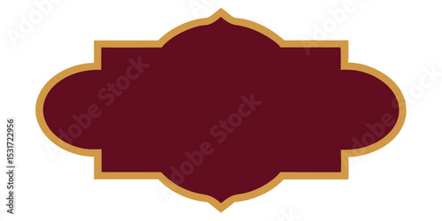 Luxurious Arabic Ornamental Label in Burgundy with Glowing Gold Vector Illustration Background