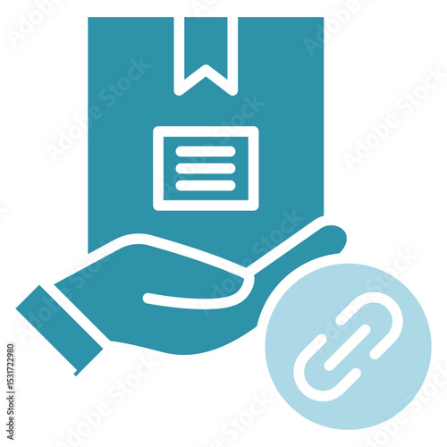 Affiliate Link dual tone blue color, mini illustration icon. use for modern concept, print, UI, UX kit, web and app development. Vector related to product offering, marketing, business.