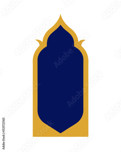 Elegant Gold Rectangular Ornamental Frame with Royal Blue Accents Vector Illustration Background
