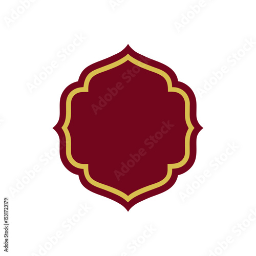 Elegant Luxurious Burgundy Islamic Frame with Silver Outline Vector Illustration Background