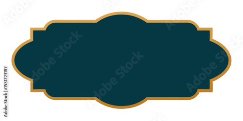 Elegant Midnight Teal Rectangular Frame with Radiant Gold Outline Vector Illustration Background