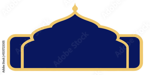 Ornate Sapphire Blue Rectangular Design with Glossy Gold Outline Vector Illustration Background