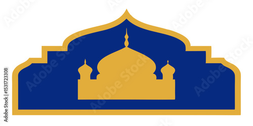 Elegant Sapphire Blue Rectangular Design with Glossy Gold Trim Vector Illustration Background