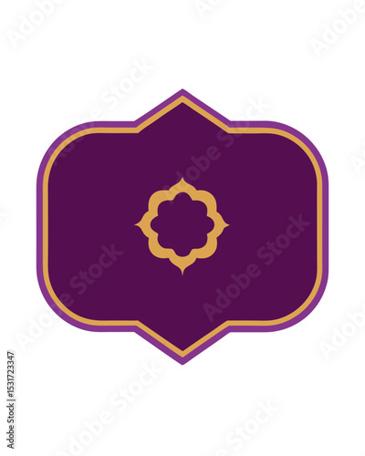 Elegant Velvet Purple Rectangular Badge with Polished Gold Border Vector Illustration Background