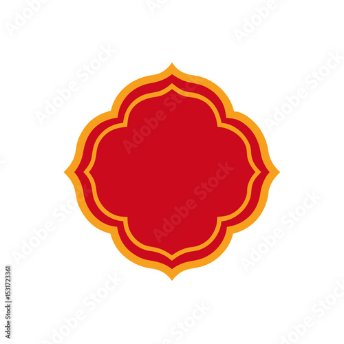 Luxurious Vibrant Red and Gold Symmetrical Frame with Smooth Curves Vector Illustration Background