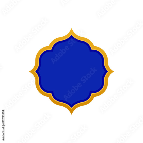 Luxurious Vibrant Royal Blue and Gold Symmetrical Frame Design Vector Illustration Background