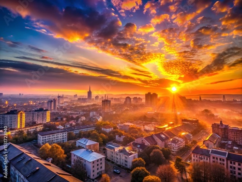Dramatic Cityscape at Sunrise