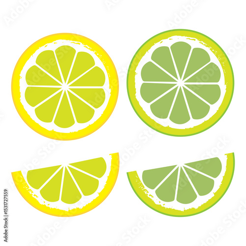 illustrations of green and yellow lemons