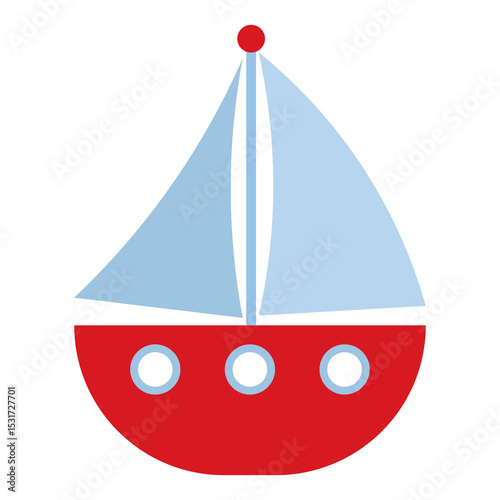 red and blue boat illustration