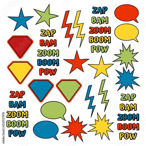 set of digital files superhero theme