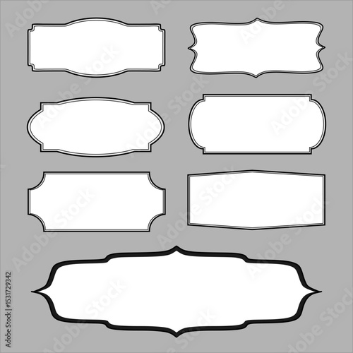 Set of Blank Decorative Label Frames with Ornamental Border Designs