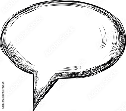 Sketch style speech bubble with artistic black lines and. Vector illustration