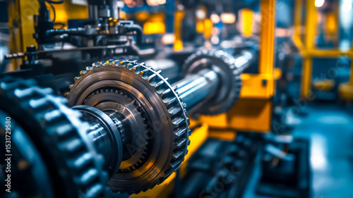 Dynamic machinery operation industrial facility closeup mechanical environment focused viewpoint