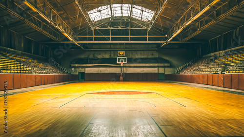 Large basketball arena with copy space