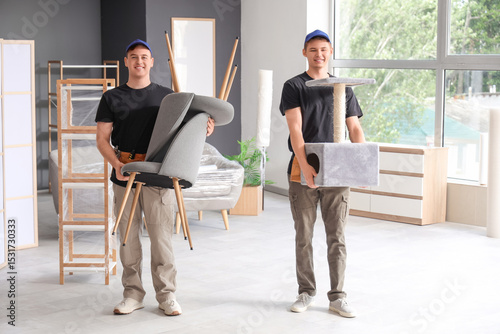 Loaders carrying chairs in ...