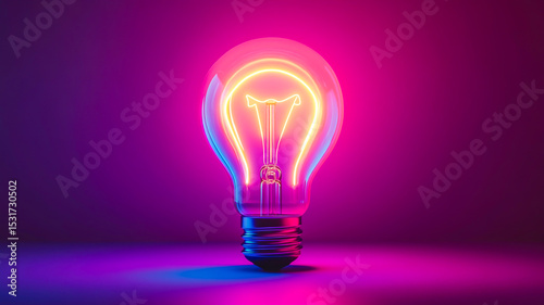 neon glowing light bulb