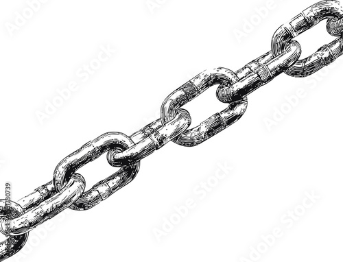 Sketch of a detailed chain link, symbolizing connection. Vector illustration