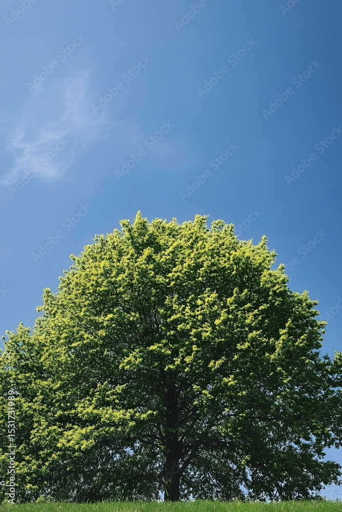 Fototapeta premium summer green tree against blue sky