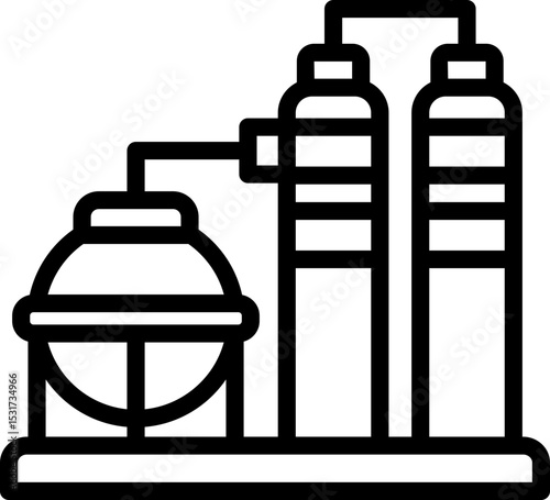 Black refinery icon - outline