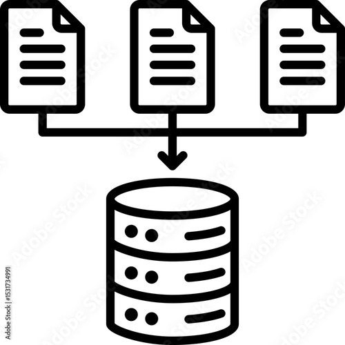 Black data collection icon - outline