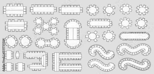 Vector illustration of office architecture furniture layout