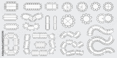 Vector illustration of office architecture furniture layout