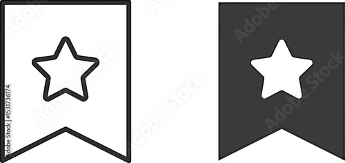 Bookmark Star Icon – Outline and Solid Style Vector UI Symbol